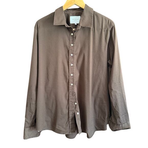 THE SHIRT by Rochelle Behrens | Brown Stretch Cotton button Down Icon Shirt 2XL - Picture 1 of 8